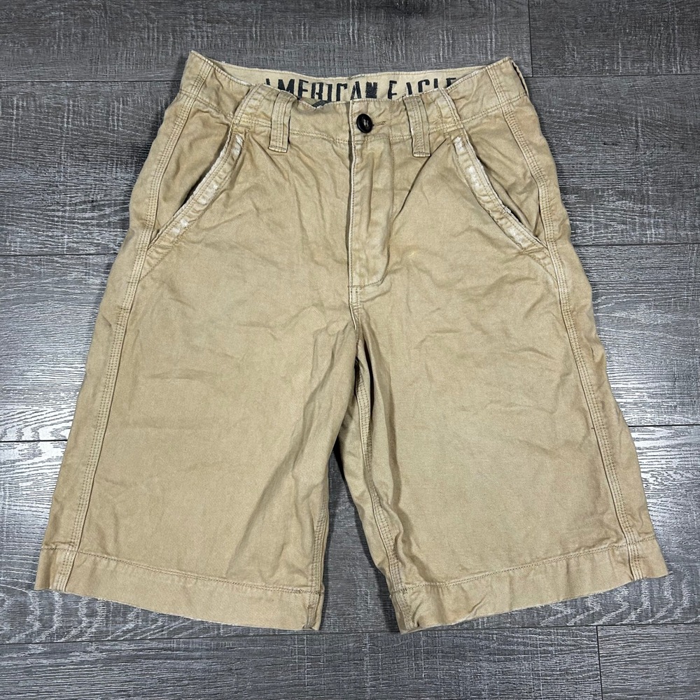 American Eagle Outfitters Mens Khaki Chino Shorts Tan Y2K 4455 Size 28 NWT